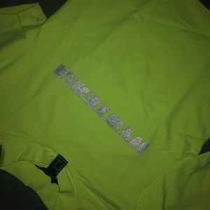 Neon Green Reflective 'HYSTERIA' Crop Top